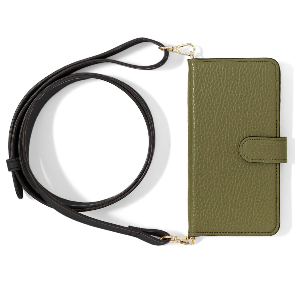 Genuine leather 32 colors Italian shrink leather wide shoulder strap included notebook-style case (with belt) Galaxy series