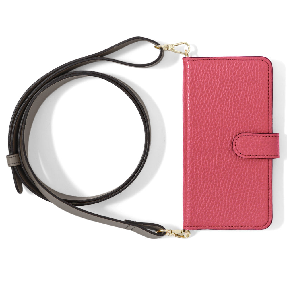 Genuine leather 32 colors Italian shrink leather wide shoulder strap included notebook-style case (with belt) Galaxy series