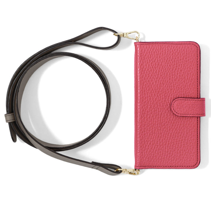 Genuine leather 32 colors Italian shrink leather wide shoulder strap included notebook-style case (with belt) Galaxy series