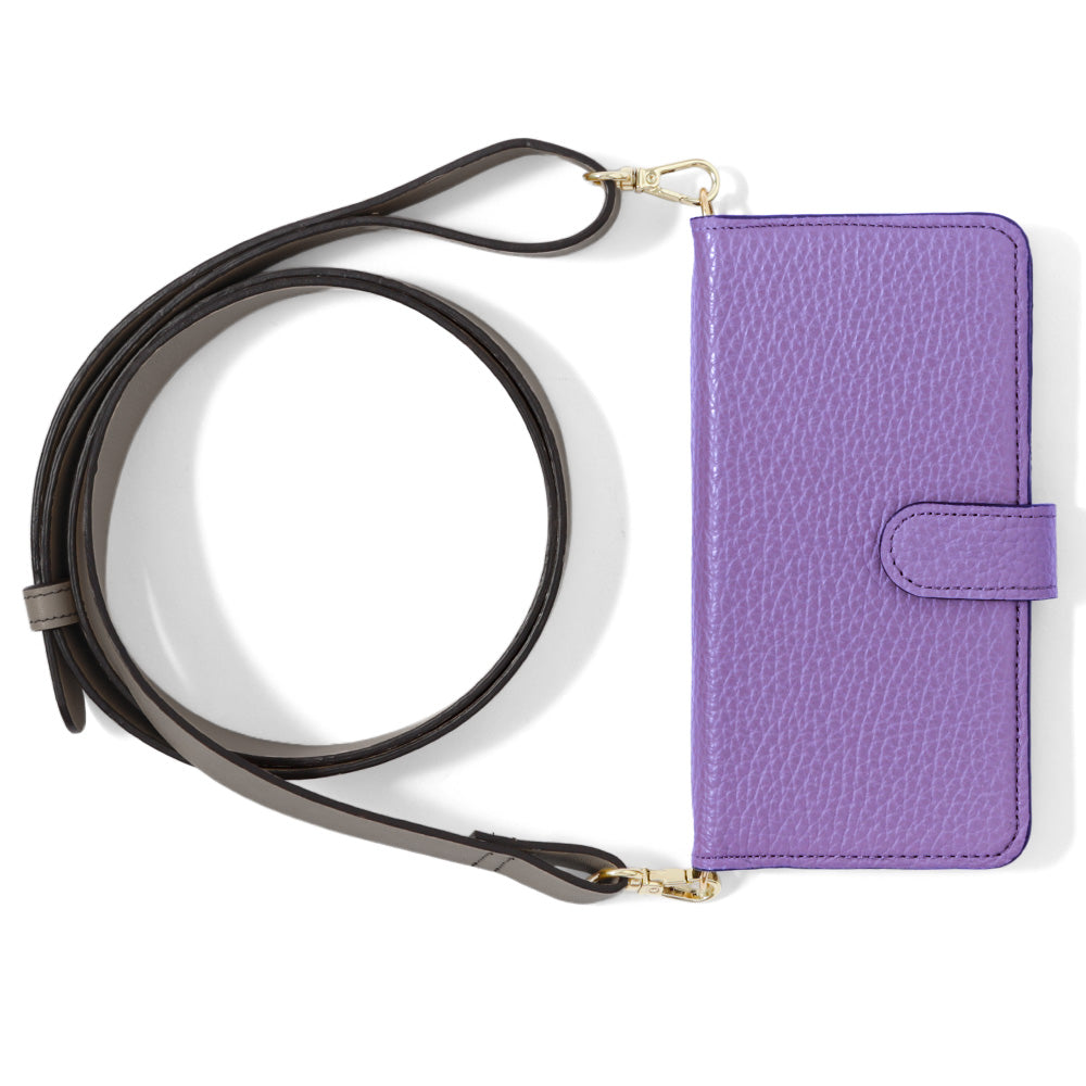 Genuine leather 32 colors Italian shrink leather wide shoulder strap included notebook-style case (with belt) Galaxy series