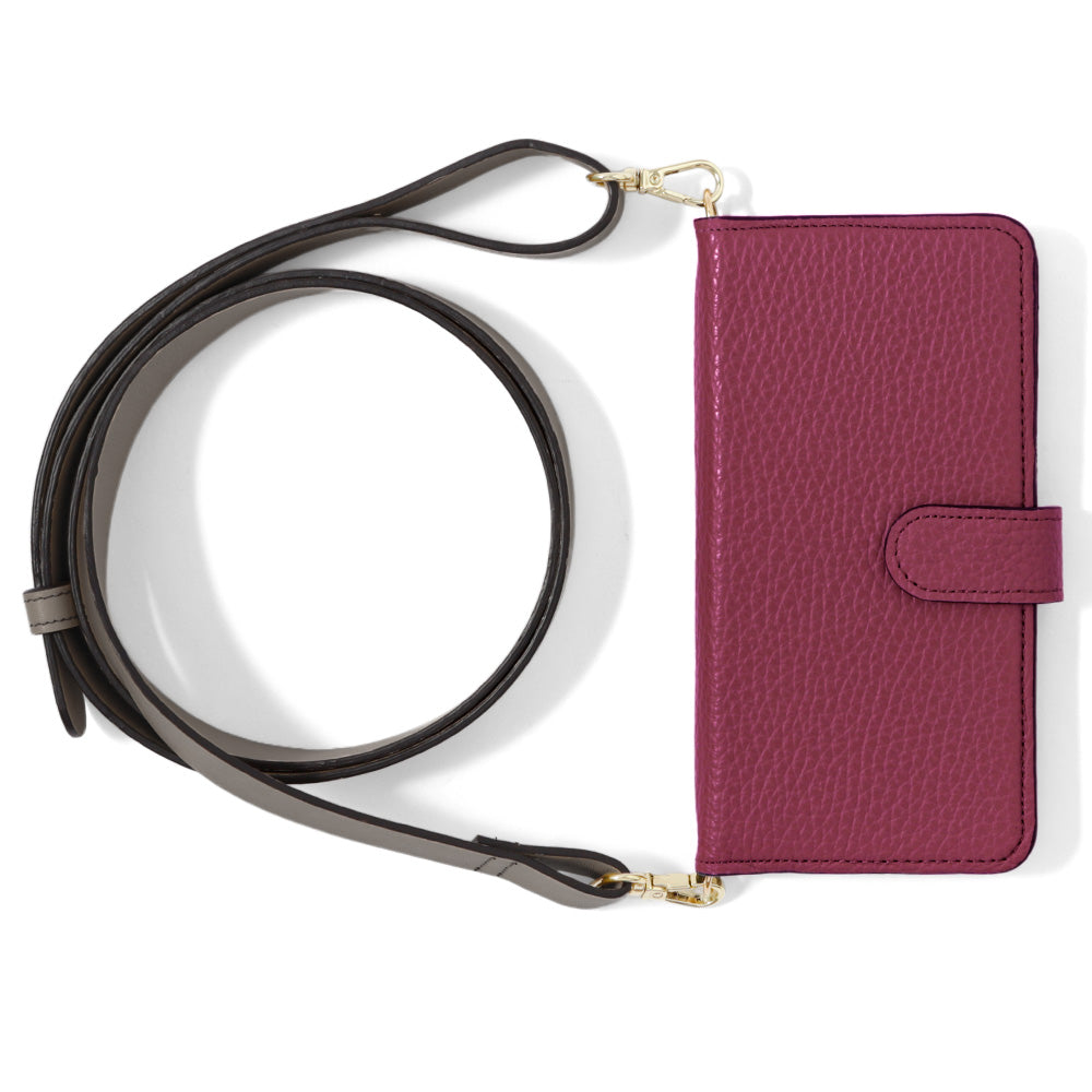 Genuine leather 32 colors Italian shrink leather wide shoulder strap included notebook-style case (with belt) Galaxy series