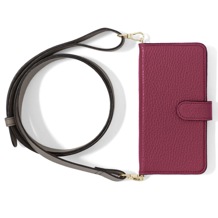 Genuine leather 32 colors Italian shrink leather wide shoulder strap included notebook-style case (with belt) Galaxy series