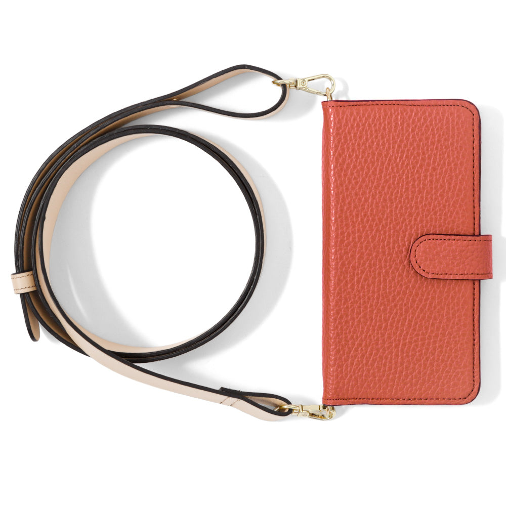 Genuine leather 32 colors Italian shrink leather wide shoulder strap included notebook-style case (with belt) Galaxy series