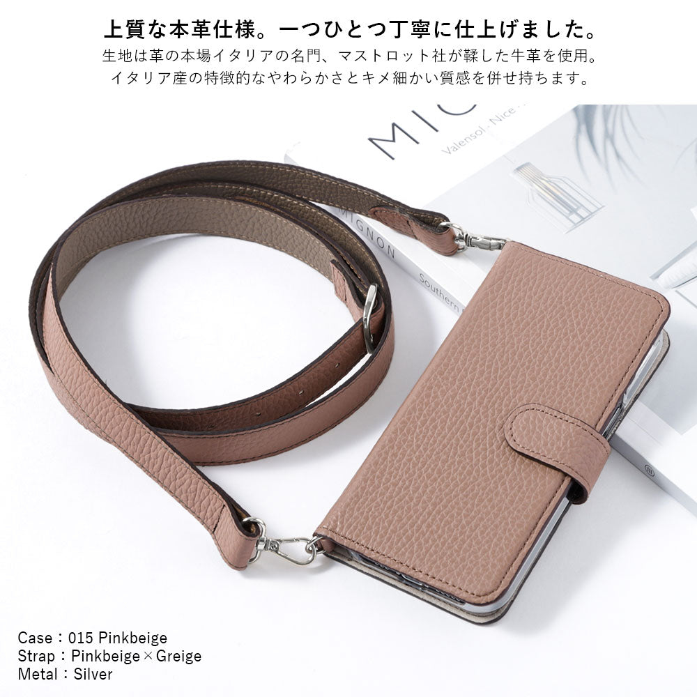 Genuine leather 32 colors Italian shrink leather bicolor wide shoulder strap included notebook-style case (with belt)