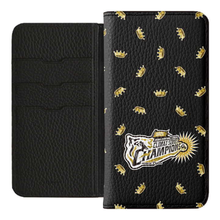 [Limited Time] Hanshin Tigers × COVERARY 2025CS Championship Logo All-over Pattern Genuine Leather 32 Colors Italian Shrink Leather Notebook-style Case