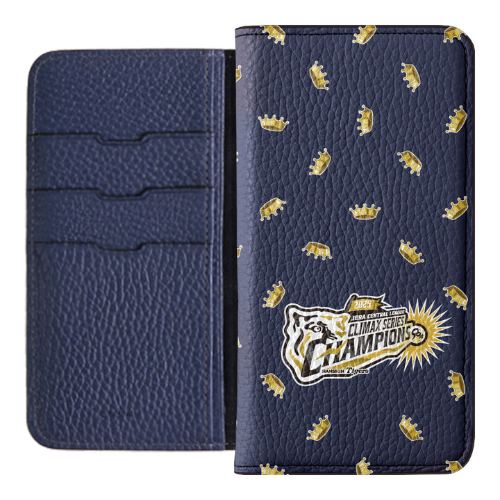 [Limited Time] Hanshin Tigers × COVERARY 2025CS Championship Logo All-over Pattern Genuine Leather 32 Colors Italian Shrink Leather Notebook-style Case