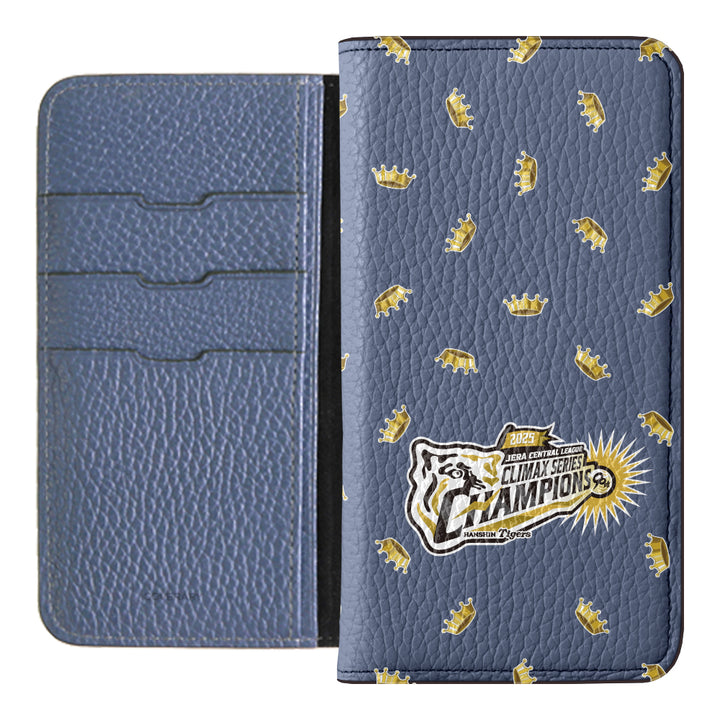 [Limited Time] Hanshin Tigers × COVERARY 2025CS Championship Logo All-over Pattern Genuine Leather 32 Colors Italian Shrink Leather Notebook-style Case