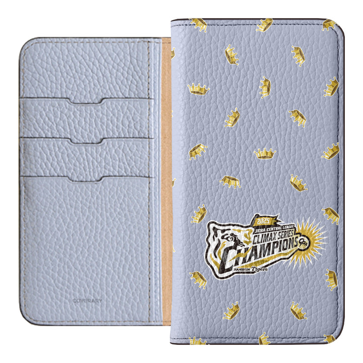 [Limited Time] Hanshin Tigers × COVERARY 2025CS Championship Logo All-over Pattern Genuine Leather 32 Colors Italian Shrink Leather Notebook-style Case