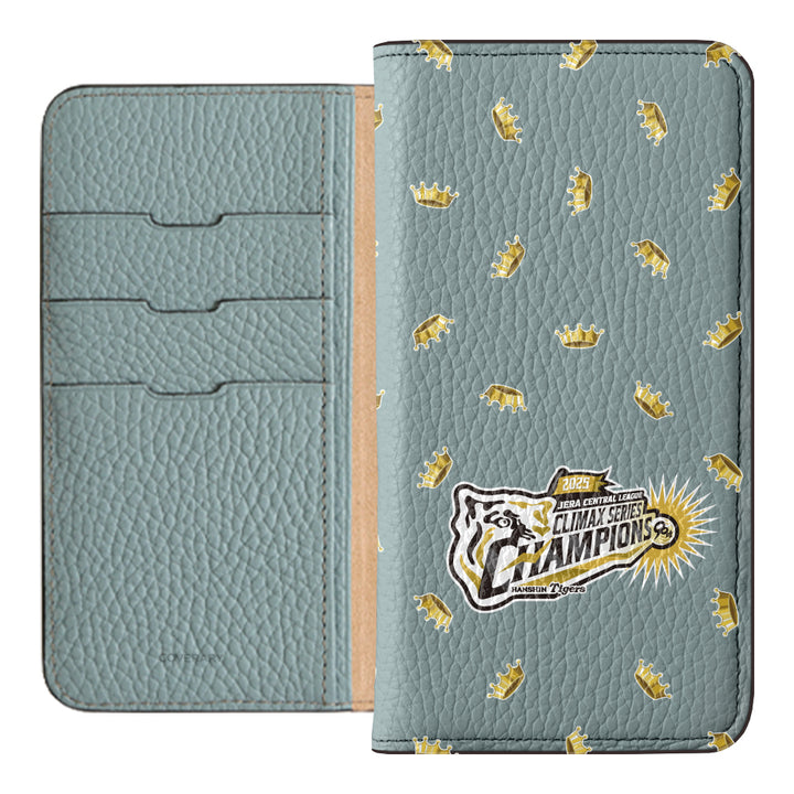 [Limited Time] Hanshin Tigers × COVERARY 2025CS Championship Logo All-over Pattern Genuine Leather 32 Colors Italian Shrink Leather Notebook-style Case