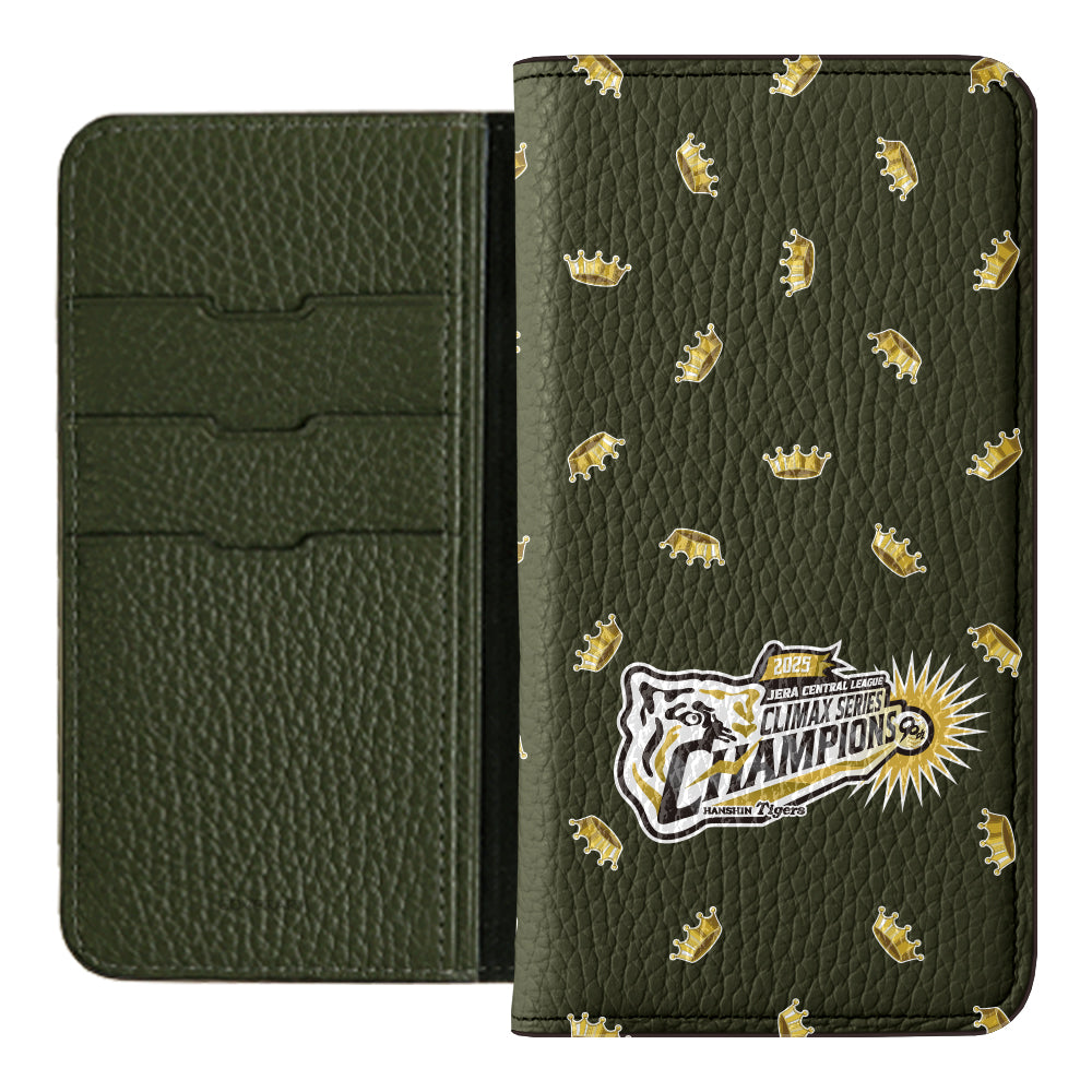 [Limited Time] Hanshin Tigers × COVERARY 2025CS Championship Logo All-over Pattern Genuine Leather 32 Colors Italian Shrink Leather Notebook-style Case