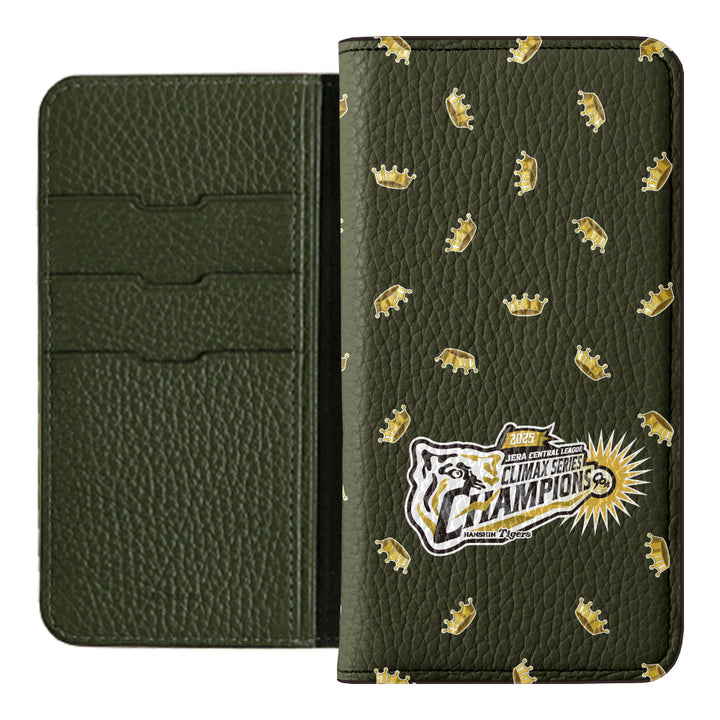 [Limited Time] Hanshin Tigers × COVERARY 2025CS Championship Logo All-over Pattern Genuine Leather 32 Colors Italian Shrink Leather Notebook-style Case