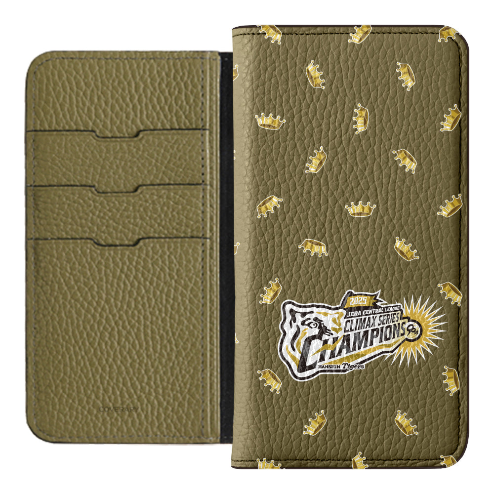 [Limited Time] Hanshin Tigers × COVERARY 2025CS Championship Logo All-over Pattern Genuine Leather 32 Colors Italian Shrink Leather Notebook-style Case