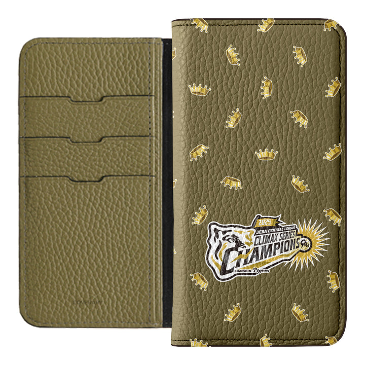 [Limited Time] Hanshin Tigers × COVERARY 2025CS Championship Logo All-over Pattern Genuine Leather 32 Colors Italian Shrink Leather Notebook-style Case