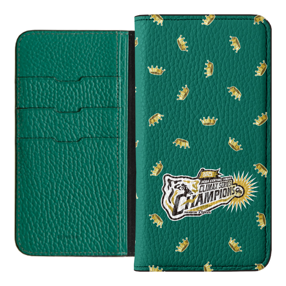 [Limited Time] Hanshin Tigers × COVERARY 2025CS Championship Logo All-over Pattern Genuine Leather 32 Colors Italian Shrink Leather Notebook-style Case
