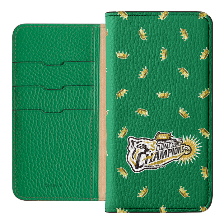 [Limited Time] Hanshin Tigers × COVERARY 2025CS Championship Logo All-over Pattern Genuine Leather 32 Colors Italian Shrink Leather Notebook-style Case