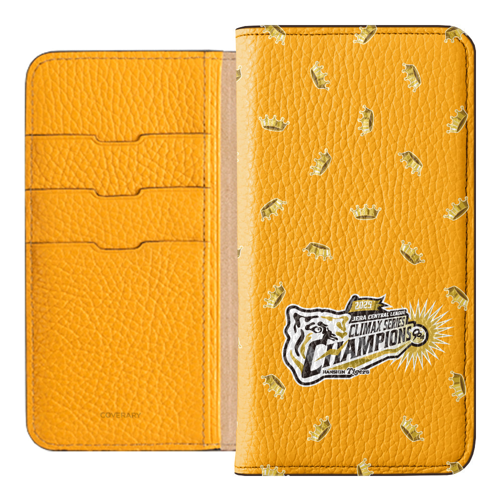 [Limited Time] Hanshin Tigers × COVERARY 2025CS Championship Logo All-over Pattern Genuine Leather 32 Colors Italian Shrink Leather Notebook-style Case