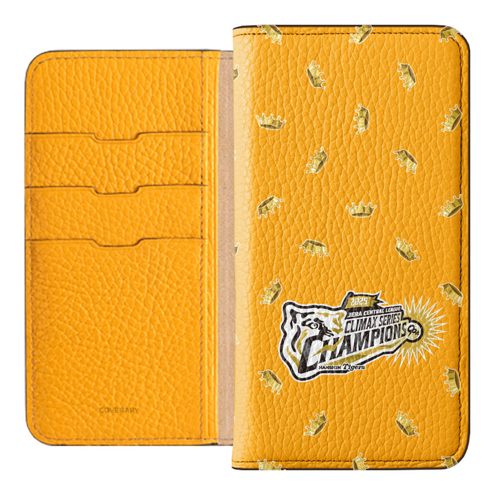 [Limited Time] Hanshin Tigers × COVERARY 2025CS Championship Logo All-over Pattern Genuine Leather 32 Colors Italian Shrink Leather Notebook-style Case
