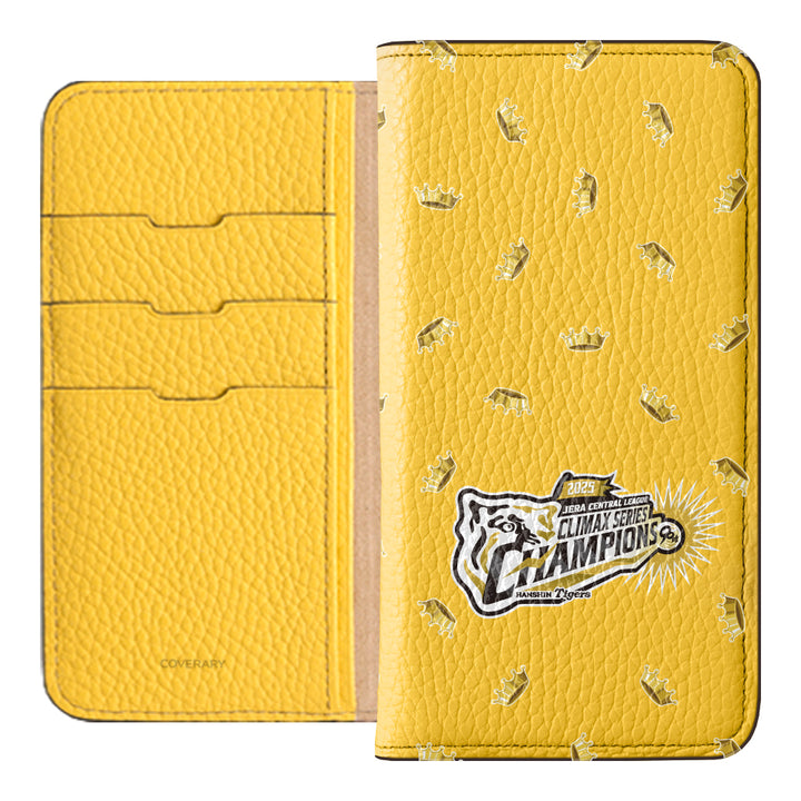 [Limited Time] Hanshin Tigers × COVERARY 2025CS Championship Logo All-over Pattern Genuine Leather 32 Colors Italian Shrink Leather Notebook-style Case
