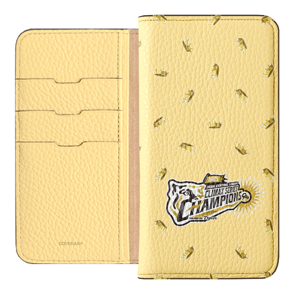 [Limited Time] Hanshin Tigers × COVERARY 2025CS Championship Logo All-over Pattern Genuine Leather 32 Colors Italian Shrink Leather Notebook-style Case