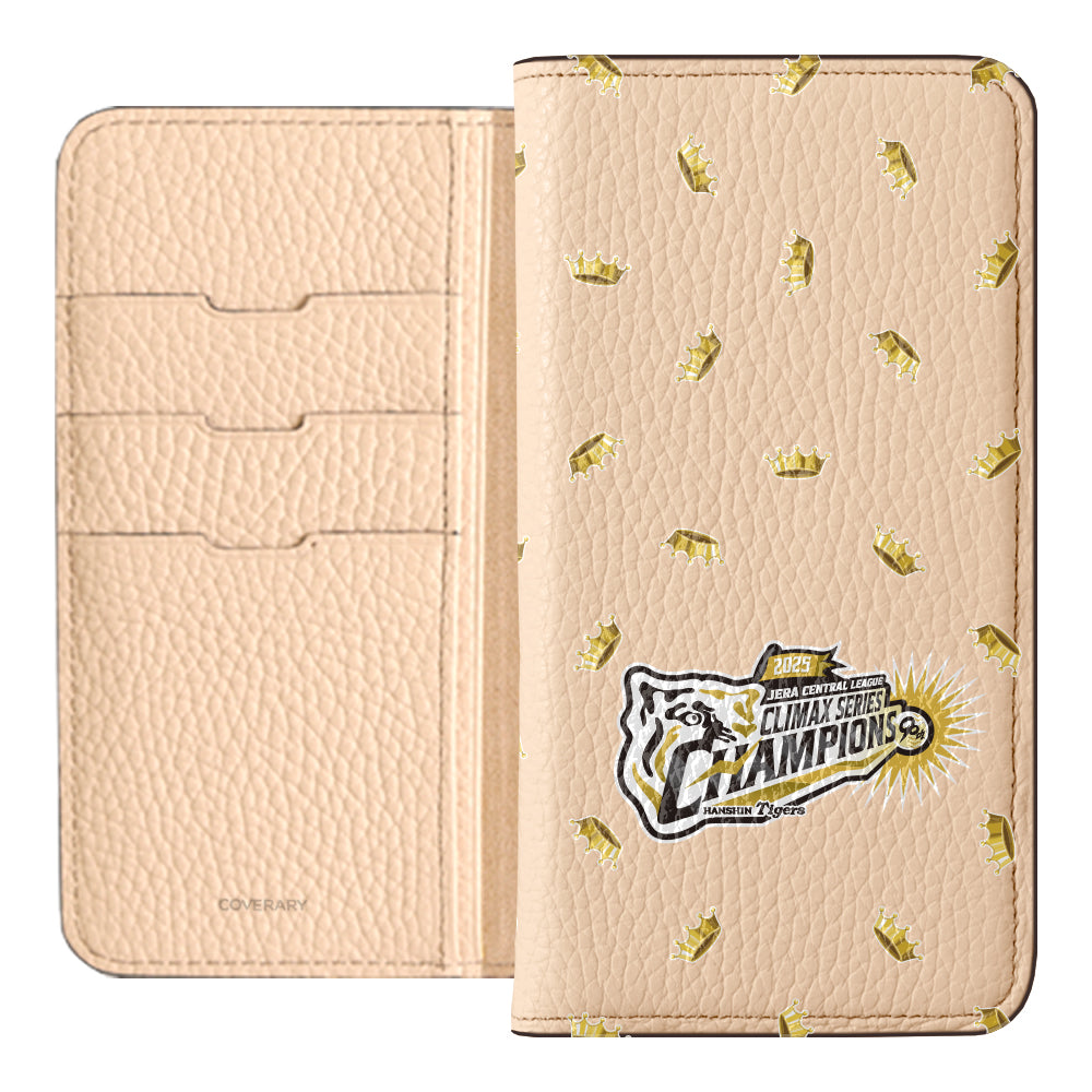 [Limited Time] Hanshin Tigers × COVERARY 2025CS Championship Logo All-over Pattern Genuine Leather 32 Colors Italian Shrink Leather Notebook-style Case