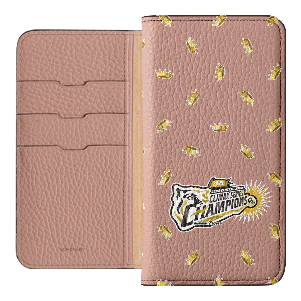 [Limited Time] Hanshin Tigers × COVERARY 2025CS Championship Logo All-over Pattern Genuine Leather 32 Colors Italian Shrink Leather Notebook-style Case