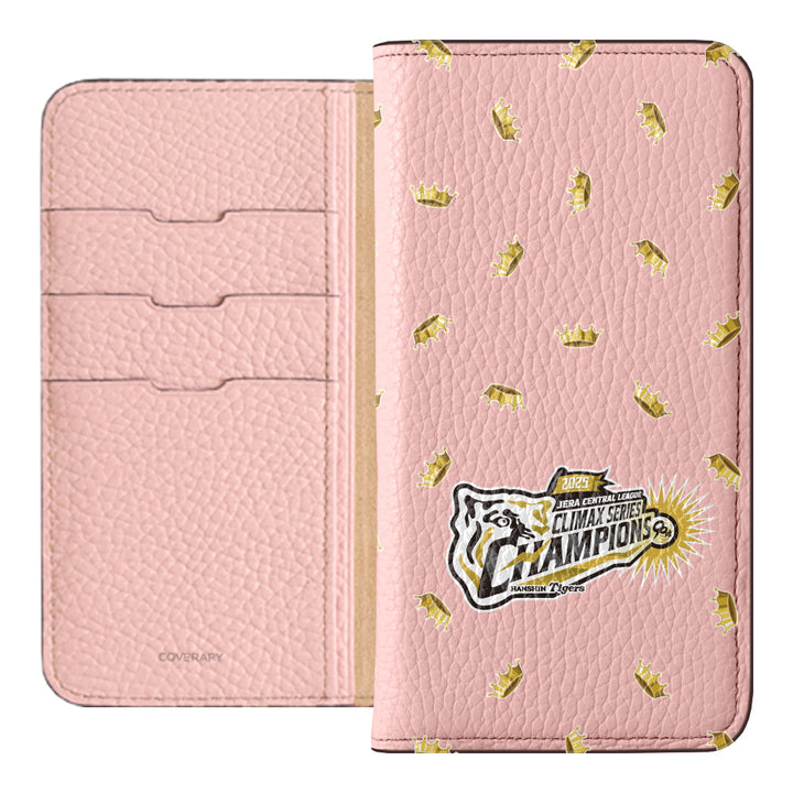[Limited Time] Hanshin Tigers × COVERARY 2025CS Championship Logo All-over Pattern Genuine Leather 32 Colors Italian Shrink Leather Notebook-style Case