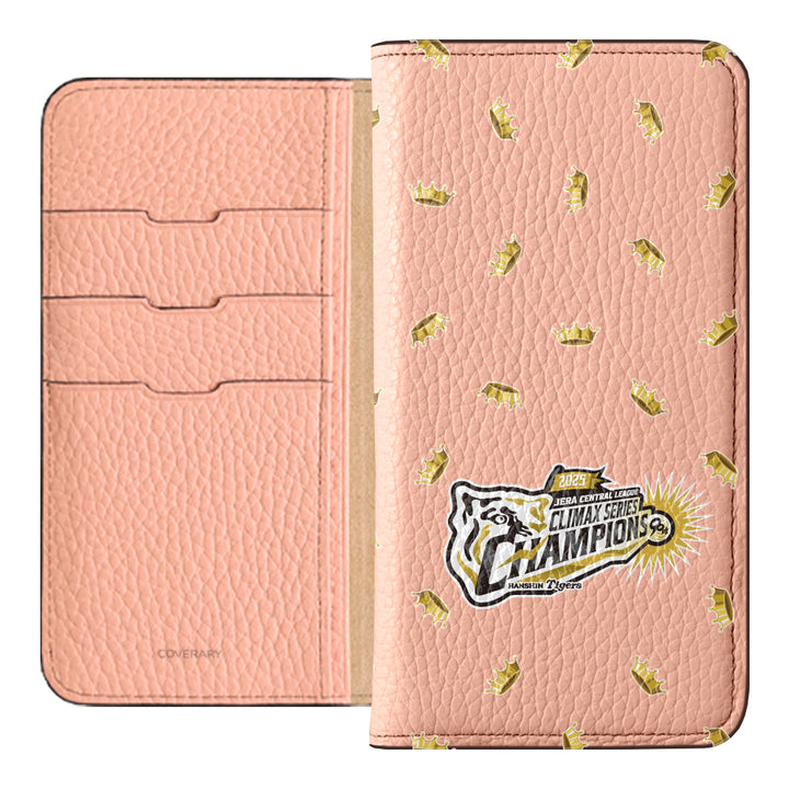 [Limited Time] Hanshin Tigers × COVERARY 2025CS Championship Logo All-over Pattern Genuine Leather 32 Colors Italian Shrink Leather Notebook-style Case