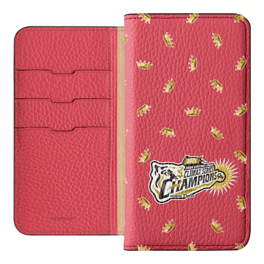 [Limited Time] Hanshin Tigers × COVERARY 2025CS Championship Logo All-over Pattern Genuine Leather 32 Colors Italian Shrink Leather Notebook-style Case