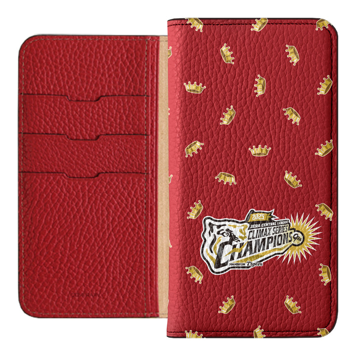 [Limited Time] Hanshin Tigers × COVERARY 2025CS Championship Logo All-over Pattern Genuine Leather 32 Colors Italian Shrink Leather Notebook-style Case