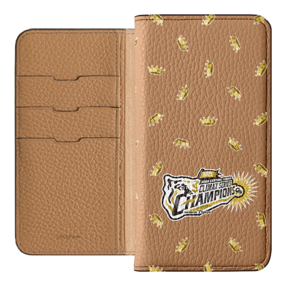 [Limited Time] Hanshin Tigers × COVERARY 2025CS Championship Logo All-over Pattern Genuine Leather 32 Colors Italian Shrink Leather Notebook-style Case