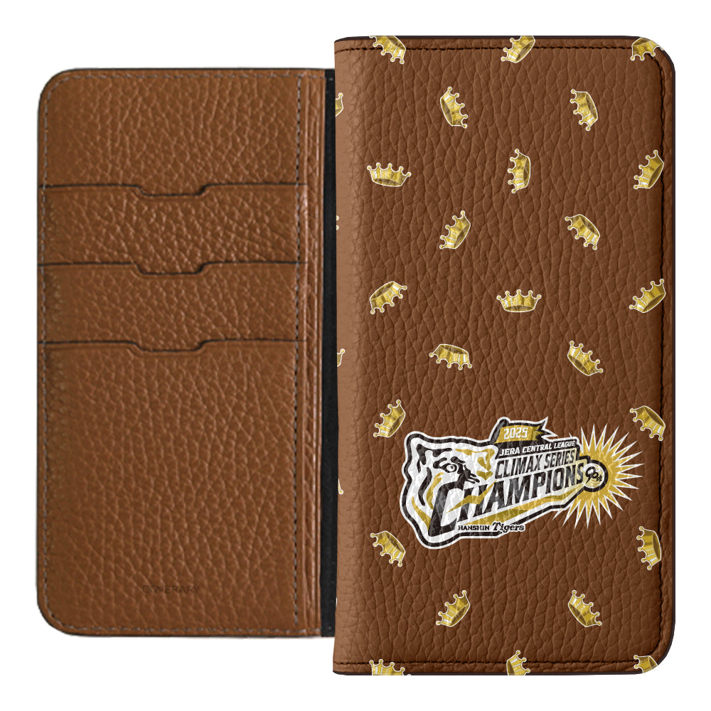 [Limited Time] Hanshin Tigers × COVERARY 2025CS Championship Logo All-over Pattern Genuine Leather 32 Colors Italian Shrink Leather Notebook-style Case
