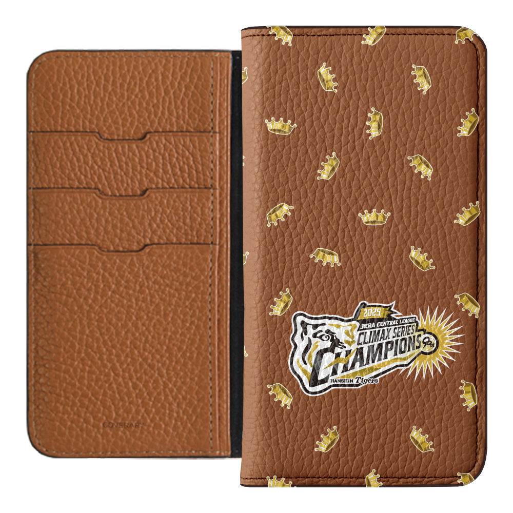 [Limited Time] Hanshin Tigers × COVERARY 2025CS Championship Logo All-over Pattern Genuine Leather 32 Colors Italian Shrink Leather Notebook-style Case