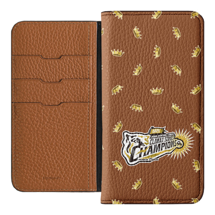 [Limited Time] Hanshin Tigers × COVERARY 2025CS Championship Logo All-over Pattern Genuine Leather 32 Colors Italian Shrink Leather Notebook-style Case