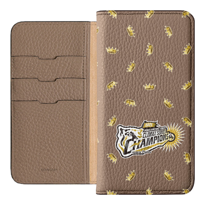 [Limited Time] Hanshin Tigers × COVERARY 2025CS Championship Logo All-over Pattern Genuine Leather 32 Colors Italian Shrink Leather Notebook-style Case