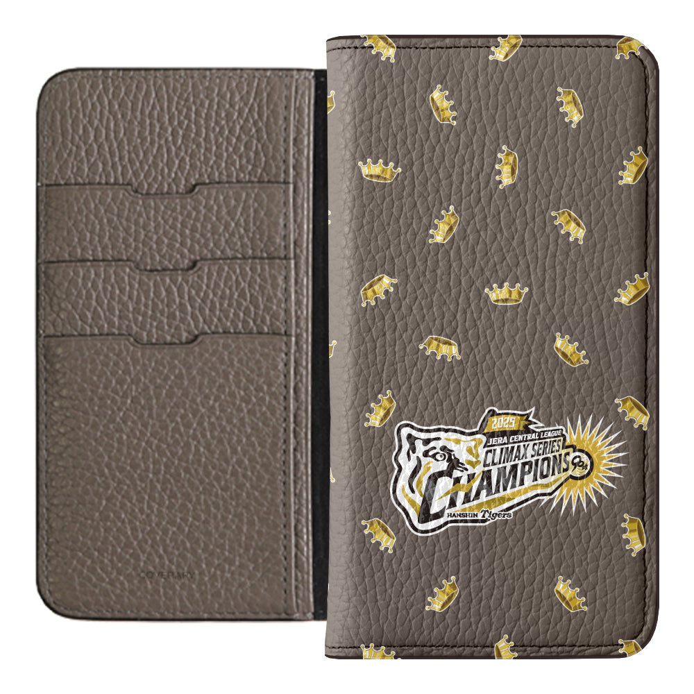 [Limited Time] Hanshin Tigers × COVERARY 2025CS Championship Logo All-over Pattern Genuine Leather 32 Colors Italian Shrink Leather Notebook-style Case