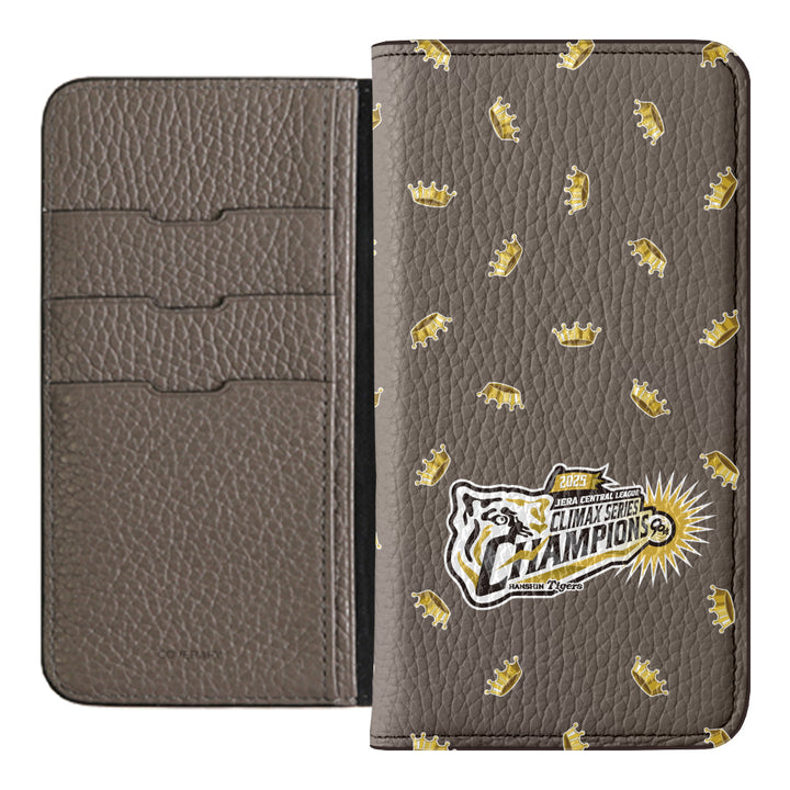 [Limited Time] Hanshin Tigers × COVERARY 2025CS Championship Logo All-over Pattern Genuine Leather 32 Colors Italian Shrink Leather Notebook-style Case
