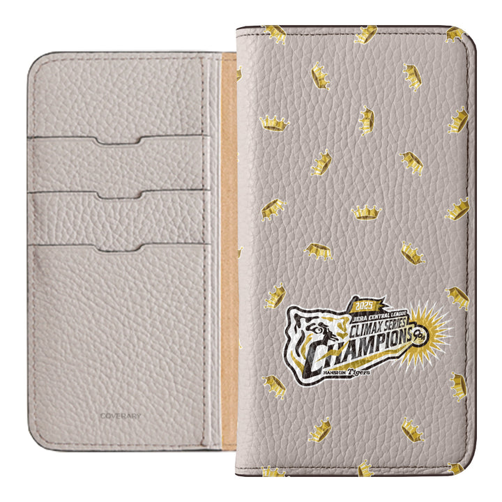[Limited Time] Hanshin Tigers × COVERARY 2025CS Championship Logo All-over Pattern Genuine Leather 32 Colors Italian Shrink Leather Notebook-style Case