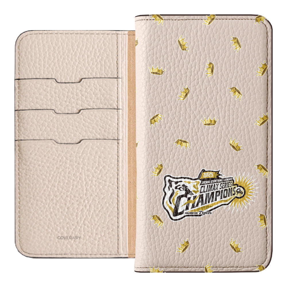 [Limited Time] Hanshin Tigers × COVERARY 2025CS Championship Logo All-over Pattern Genuine Leather 32 Colors Italian Shrink Leather Notebook-style Case