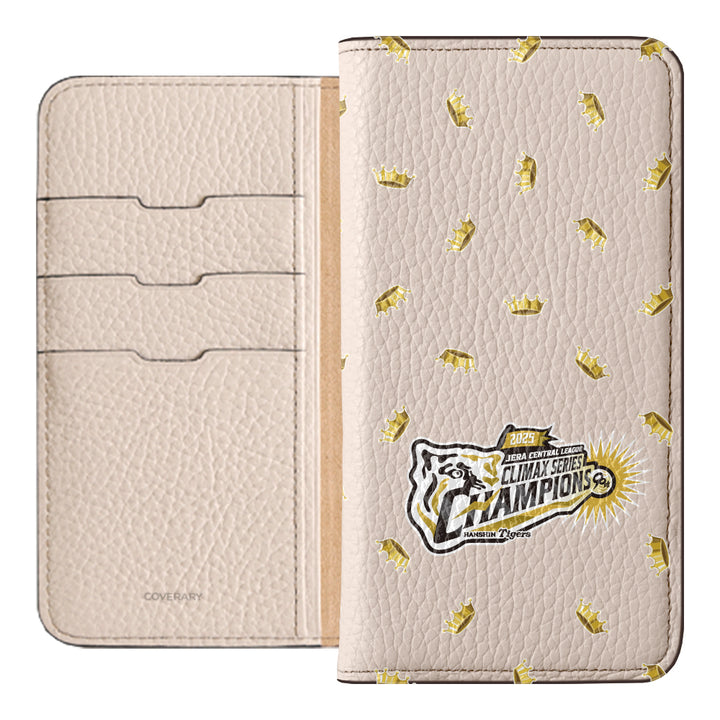 [Limited Time] Hanshin Tigers × COVERARY 2025CS Championship Logo All-over Pattern Genuine Leather 32 Colors Italian Shrink Leather Notebook-style Case