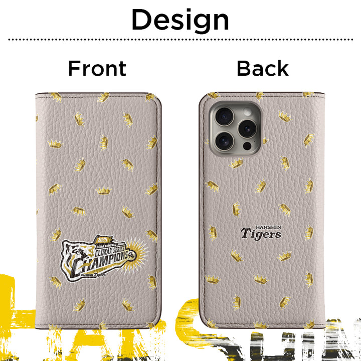 [Limited Time] Hanshin Tigers × COVERARY 2025CS Championship Logo All-over Pattern Genuine Leather 32 Colors Italian Shrink Leather Notebook-style Case