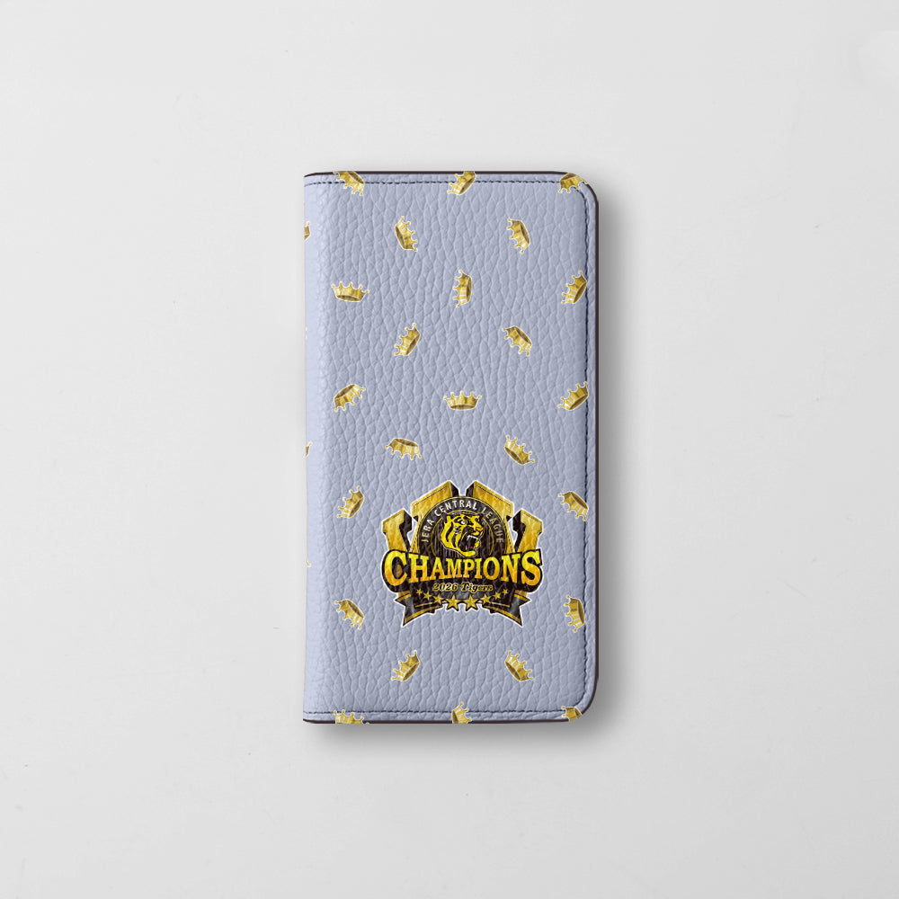【期間限定】阪神タイガース × COVERARY 2026リーグ優勝ロゴ 総柄 本革 32色 イタリアンシュリンクレザー 手帳型ケース