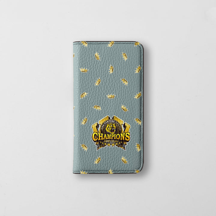 【期間限定】阪神タイガース × COVERARY 2026リーグ優勝ロゴ 総柄 本革 32色 イタリアンシュリンクレザー 手帳型ケース