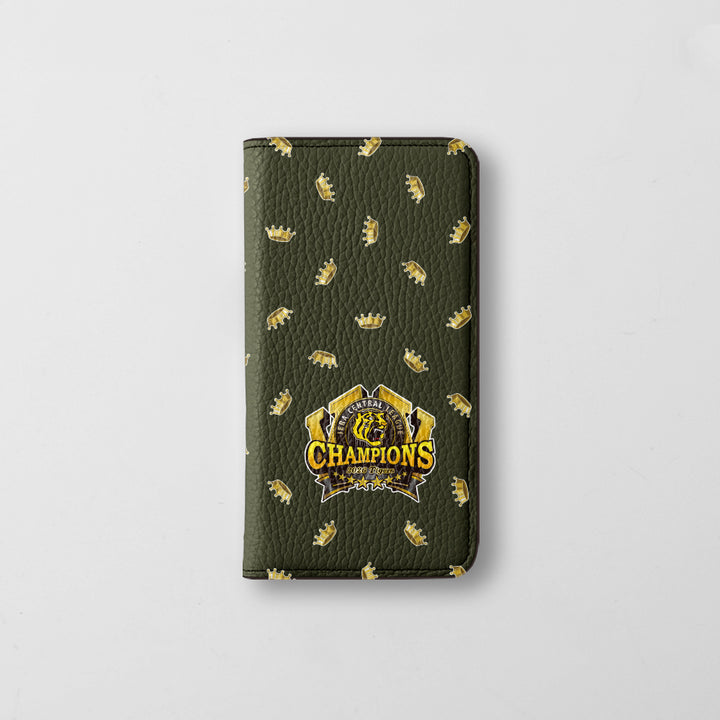 【期間限定】阪神タイガース × COVERARY 2026リーグ優勝ロゴ 総柄 本革 32色 イタリアンシュリンクレザー 手帳型ケース