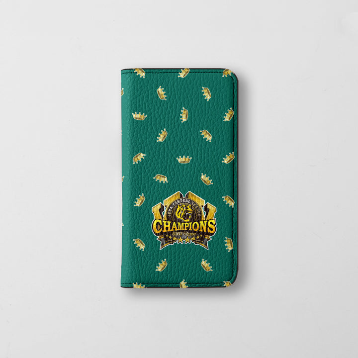 【期間限定】阪神タイガース × COVERARY 2026リーグ優勝ロゴ 総柄 本革 32色 イタリアンシュリンクレザー 手帳型ケース