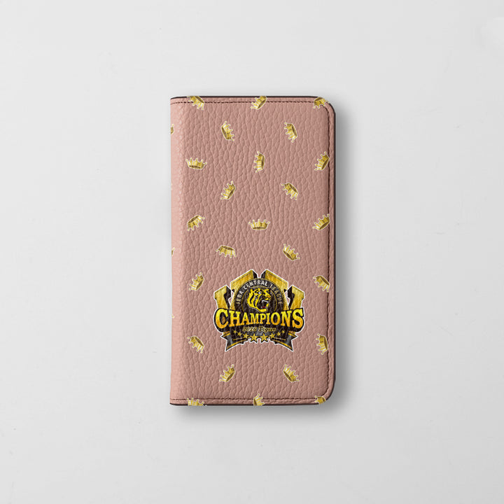 【期間限定】阪神タイガース × COVERARY 2026リーグ優勝ロゴ 総柄 本革 32色 イタリアンシュリンクレザー 手帳型ケース