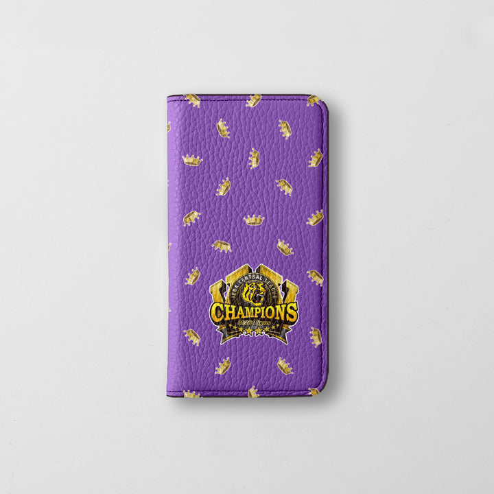 【期間限定】阪神タイガース × COVERARY 2026リーグ優勝ロゴ 総柄 本革 32色 イタリアンシュリンクレザー 手帳型ケース