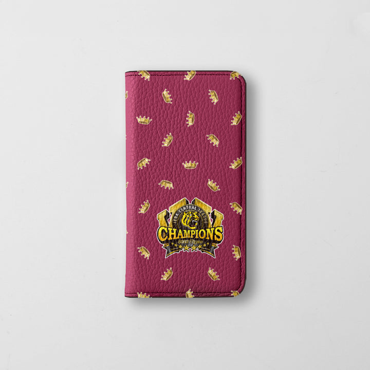 【期間限定】阪神タイガース × COVERARY 2026リーグ優勝ロゴ 総柄 本革 32色 イタリアンシュリンクレザー 手帳型ケース