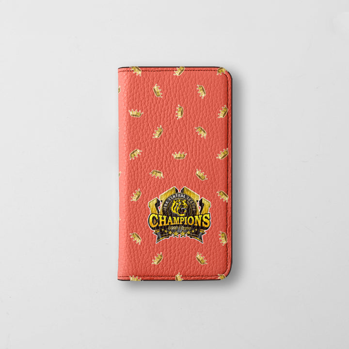 【期間限定】阪神タイガース × COVERARY 2026リーグ優勝ロゴ 総柄 本革 32色 イタリアンシュリンクレザー 手帳型ケース