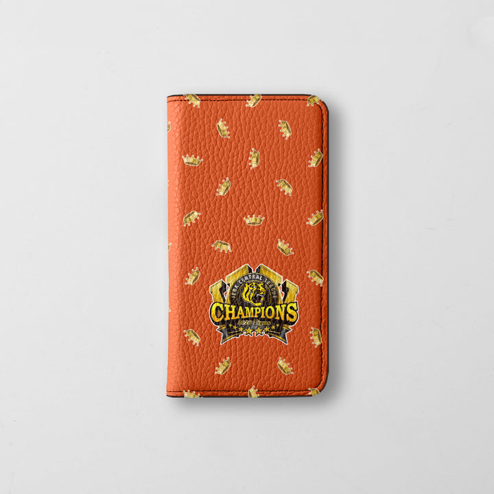 【期間限定】阪神タイガース × COVERARY 2026リーグ優勝ロゴ 総柄 本革 32色 イタリアンシュリンクレザー 手帳型ケース