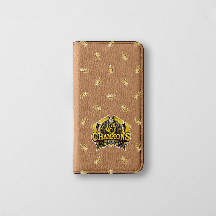 【期間限定】阪神タイガース × COVERARY 2026リーグ優勝ロゴ 総柄 本革 32色 イタリアンシュリンクレザー 手帳型ケース